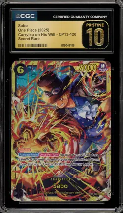 One Piece CCG Sabo Carrying on His Will Secret OP13-120 CGC 10 Pristine - Image 1