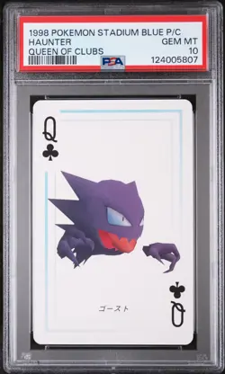 1998 POKEMON STADIUM BLUE VERSION PLAYING CARDS QUEEN OF CLUBS HAUNTER PSA 10 - Image 1