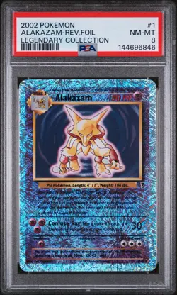 PSA 8 Alakazam 2002 Legendary (Collection) 1/110 Reverse Holo Pokemon Card - Image 1