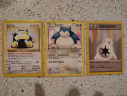 3 Pokemon cards Snorlax Jungle, Snorlax Platinum, Double Colorless Energy Base - Image 1