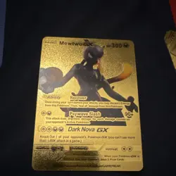Pokemon Mewtwo GX Full Art Gold Metal Card 300 300 HP Psychic - Image 1
