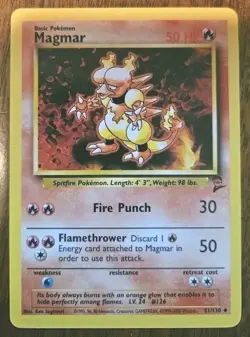 Pokemon Cards 1999 Base Set 2 Magmar 51/130 Uncommon NM - Image 1