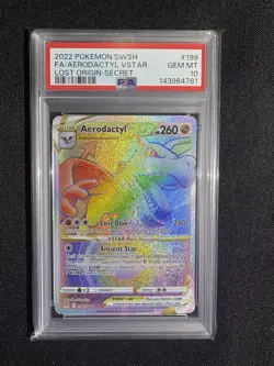 PSA 10 Aerodactyl Vstar 199/196 Pokemon Lost Origin Rainbow Graded Card - Image 1