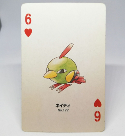 Natu 6 Heart Pokemon trump playing card Gold 2 Pichu Back Nintendo JAPAN - Image 1