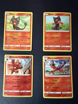 Pokemon TCG Sun & Moon Litten & Torracat Card Lot (4 Cards, English) - Image 1