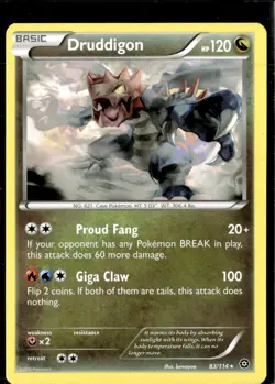Pokemon Druddigon 83/114 Steam Siege Non Holo Rare 2 Card Lot LP - Image 1