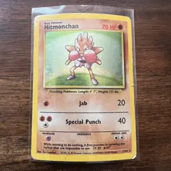 Pokemon TCG Hitmonchan Base Set Holo Unlimited Rare Card 7/102 HP - Image 1