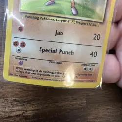 Pokemon TCG Hitmonchan Base Set Holo Unlimited Rare Card 7/102 HP - Image 3