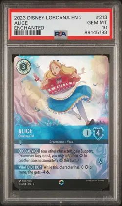 Disney Lorcana Alice Growing Girl Enchanted #213/204 PSA 10 - Image 1