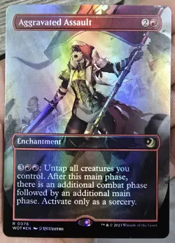 MTG - Aggravated Assault - WOT 076 - Anime Borderless Foil - NM - Image 1