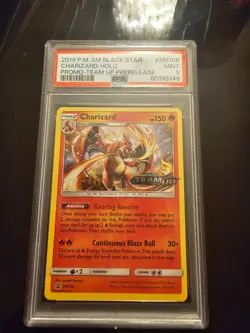 2019 POKEMON SM BLACK STAR PROMO TEAM UP PRERELEASE #SM158 CHARIZARD-HOLO PSA 9 - Image 1