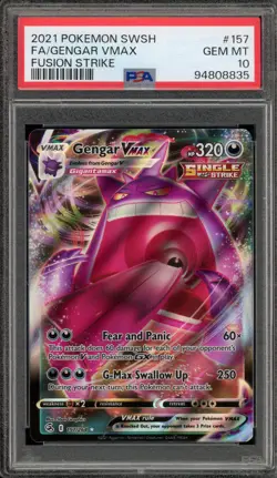Pokemon Gengar VMAX Fusion Strike Full Art #157 PSA 10 Gem Mint - Image 1