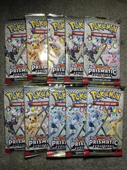 Pokemon Prismatic Evolutions Booster Pack Lot of 10 Factory Sealed Packs - Image 1