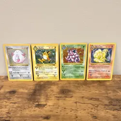 Pokemon Base SHADOWLESS Holo Lot 4 Cards Chansey Raichu Nidoking Ninetales LP+/- - Image 1