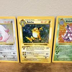Pokemon Base SHADOWLESS Holo Lot 4 Cards Chansey Raichu Nidoking Ninetales LP+/- - Image 3