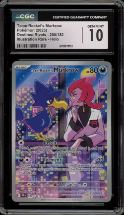Pokemon Team Rocket's Murkrow Destined Rivals Illustration Rare #200 CGC 10 - Image 1