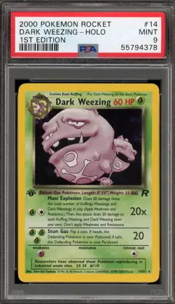 Pokemon Dark Weezing Team Rocket 1st Edition Holo Rare #14 PSA 9 Mint - Image 1