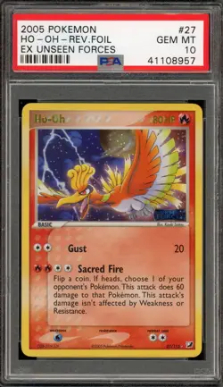 Pokemon Ho-Oh EX Unseen Forces Reverse Holo Rare #27 PSA 10 Gem Mint - Image 1