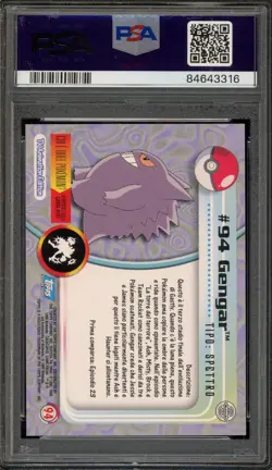 Pokemon Topps Gengar Animation Series 3 ITALIAN #94 PSA 10 Gem Mint - Image 2
