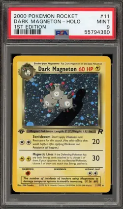 Pokemon Dark Magneton Team Rocket 1st Edition Holo Rare #11 PSA 9 Mint - Image 1