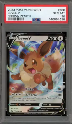 Pokemon Eevee V Crown Zenith Holo Ultra Rare #108 PSA 10 Gem Mint - Image 1