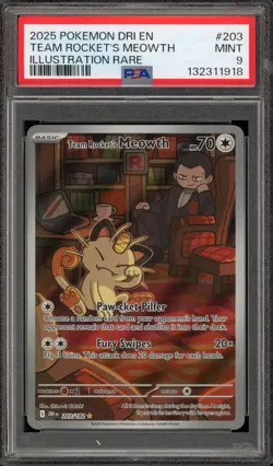 Pokemon Team Rocket's Meowth Destined Rivals Illustration Rare #203 PSA 9 Mint - Image 1