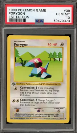 Pokemon Porygon Base Set Shadowless 1st Edition #39 PSA 10 Gem Mint - Image 1