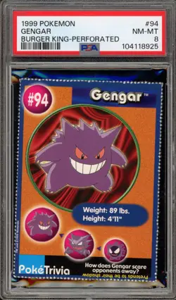 Pokemon Gengar 1999 Burger King Perforated #94 PSA 8 - Image 1