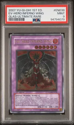 Evil Hero Inferno Wing GLAS-EN038 1st Edition Ultimate Rare Yugioh PSA 9 *079 - Image 1