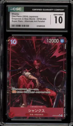 One Piece CCG Shanks Emperors JPN SR Alt Art Parallel OP09-004 CGC 10 Gem Mint - Image 1