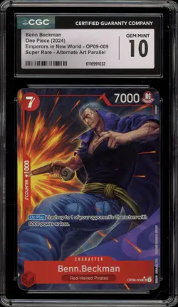 One Piece CCG Benn.Beckman Emperors SR Alt Art Parallel OP09-009 CGC 10 Gem Mint - Image 1
