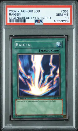 Raigeki LOB-053 Super Rare 1st Edition GLOSSY Yugioh PSA 10 *229 - Image 1