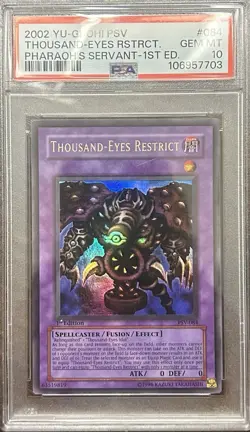 2002 Yu-Gi-Oh Thousand-Eyes Restrict PSV-084 Ultra Rare 1st Edition PSA 10 - Image 1