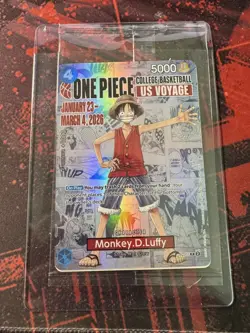 Bandai One Piece CCG Monkey.D.Luffy Promo Card College Basketball US Voyage 5000 - Image 1
