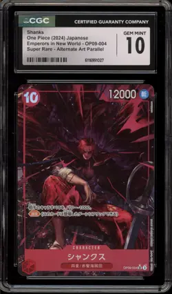 One Piece CCG Shanks Emperors JPN SR Alt Art Parallel OP09-004 CGC 10 Gem Mint - Image 1