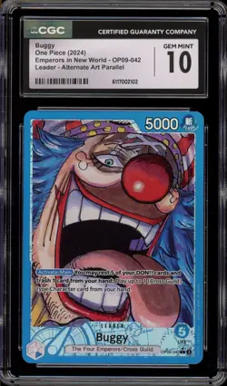 One Piece CCG Buggy Emperors Leader Alt Art Parallel OP09-042 CGC 10 Gem Mint - Image 1