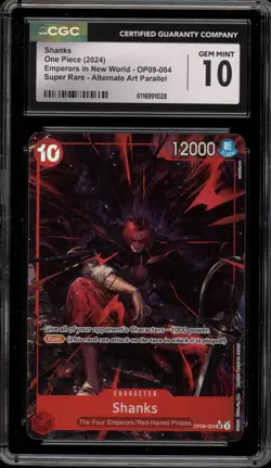 One Piece CCG Shanks Emperors SR Alt Art Parallel OP09-004 CGC 10 Gem Mint - Image 1