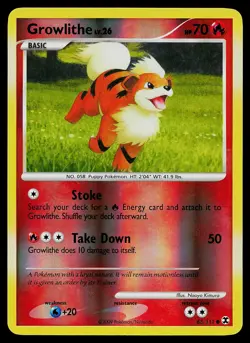 Pokemon Card - Growlithe Rising Rivals 63/111 Common Reverse Holo - Image 1