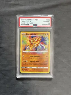 Pokemon Zamazenta Amazing Rare Vivid Voltage 102/185 Holo PSA 10 Graded Card - Image 1