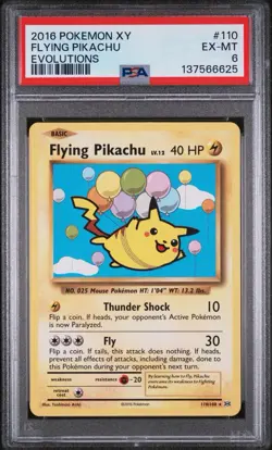 Pokemon TCG Flying Pikachu Evolutions Card 110/108 Secret Rare PSA 6 EX-MT - Image 1