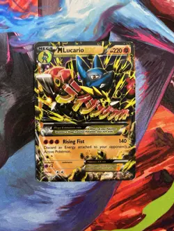 Mega M Lucario EX 55/111 Furious Fists Ultra Rare Holo Pokemon Card DMG - Image 1