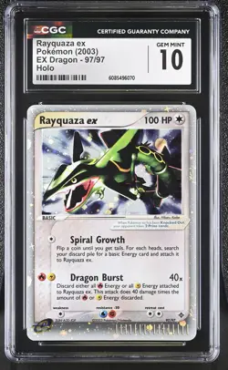 CGC 10 GEM MINT Rayquaza ex 2003 EX Dragon 97/97 Holo Pokemon Card - Image 1