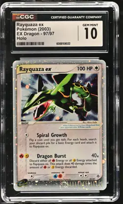 CGC 10 GEM MINT Rayquaza ex 2003 EX Dragon 97/97 Holo SWIRL Pokemon Card - Image 1