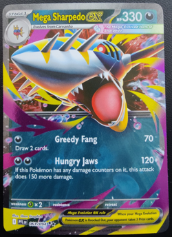 2025 Phantasmal Flames Mega Sharpedo EX Holo#061(PFL EN)Dbl Rare Pokemon Card! - Image 1