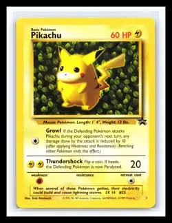 💥 1999 WOTC Pokemon Pikachu Black Star Promo Card #1 Ivy Pikachu Non Holo - Image 1