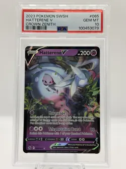 Pokemon TCG Hatterene V Crown Zenith Holo Ultra Rare Card 065 PSA 10 - Image 1