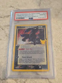 2021 Pokemon SWSH Celebrations Umbreon Gold Star Card #17/17 Graded PSA 10 - Image 1