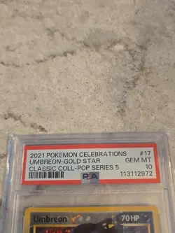 2021 Pokemon SWSH Celebrations Umbreon Gold Star Card #17/17 Graded PSA 10 - Image 2