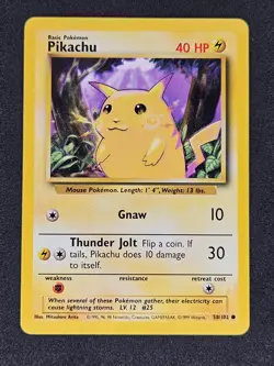 Pikachu 58/102 Common Base Set Unlimited 1999 WOTC Pokemon Card Arita LP - Image 1