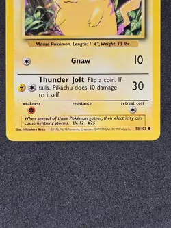 Pikachu 58/102 Common Base Set Unlimited 1999 WOTC Pokemon Card Arita LP - Image 4